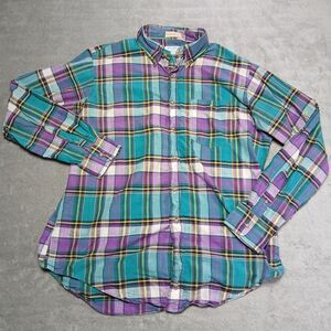 Vtg Gitman Bros Mens XL Indian Cotton Madras Plaid Button Down Shirt USA Made